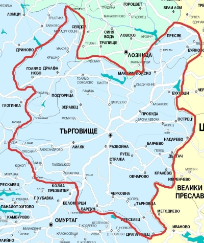 Карта на община Търговище