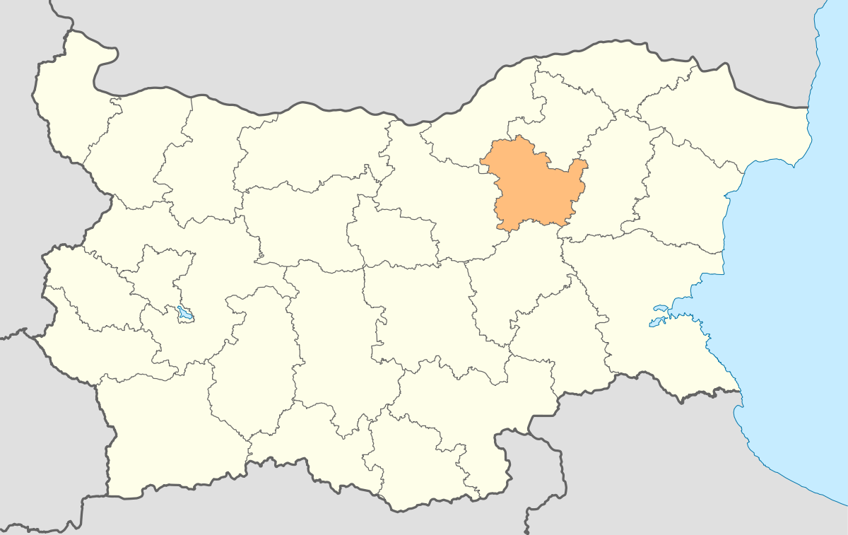 Карта на България с отбелязана община Търговище